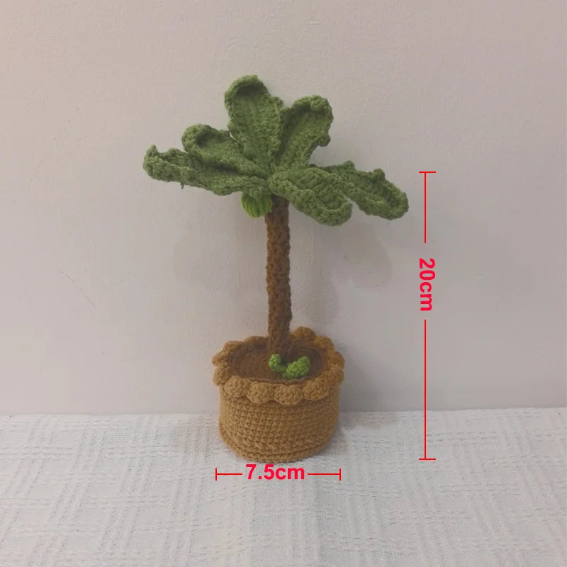 Hand-knitted Flower Crochet Sunflower Coconut tree Fake Bouquet Artificial Flowers For Home Table Decor Flower Kid Home Deco