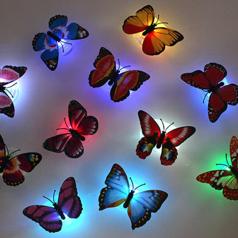 Ranpo Hot Butterfly Night Light Creative Funny Colorful Glowing Butterfly Light Stickable Diy LED House Decorative Wall Lights