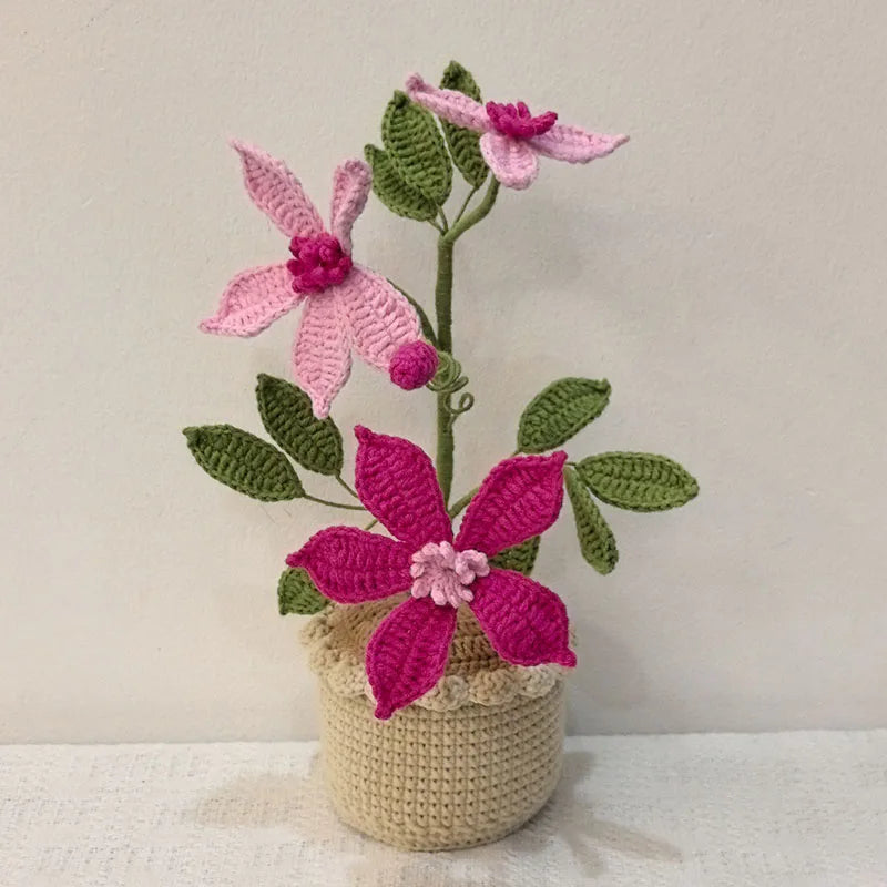 Hand-knitted Flower Crochet Sunflower Coconut tree Fake Bouquet Artificial Flowers For Home Table Decor Flower Kid Home Deco