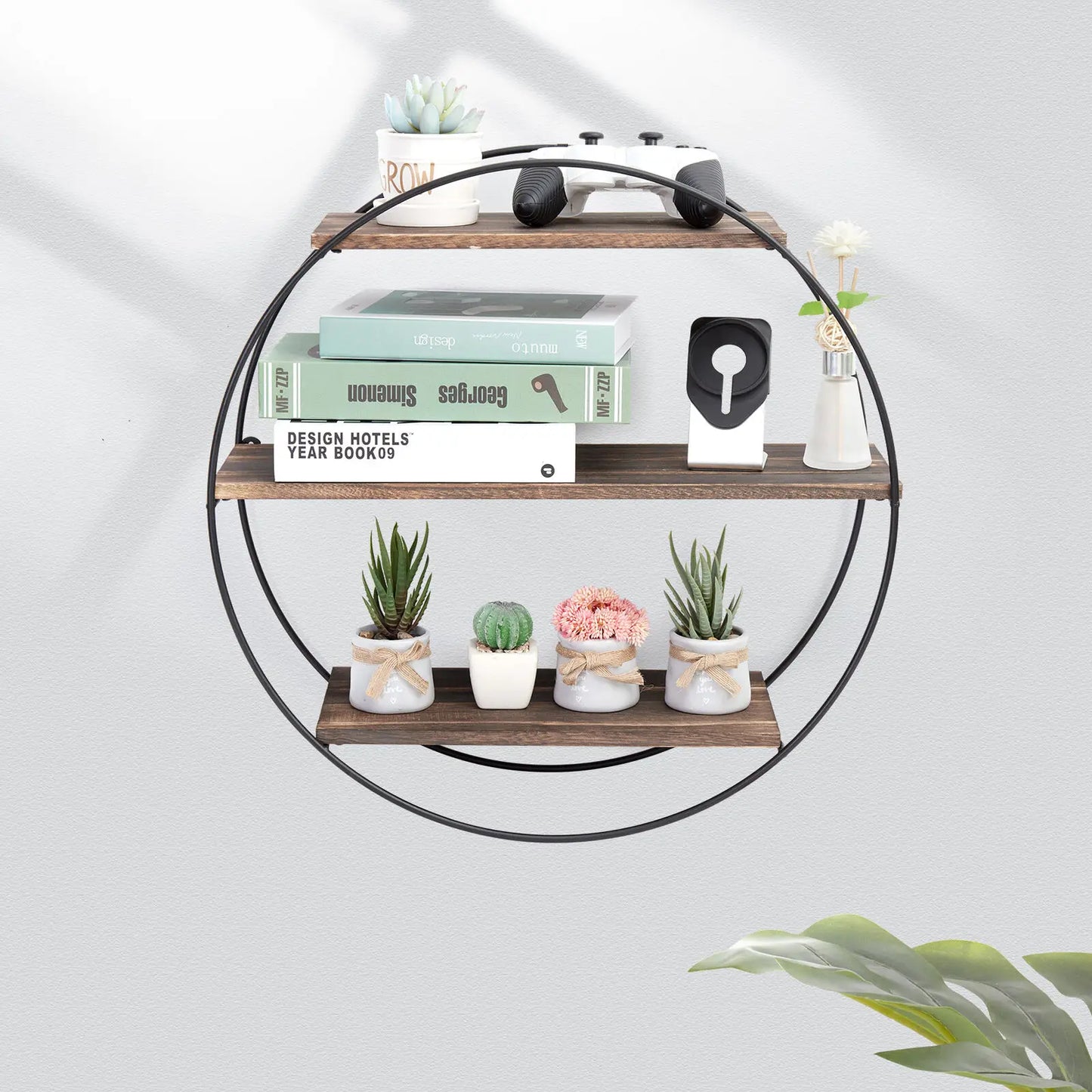 3 Tier Floating Wall Mounted Rustic Industrial Wood Metal Shelves for Bathroom Bedroom Living Room Kitchen Office