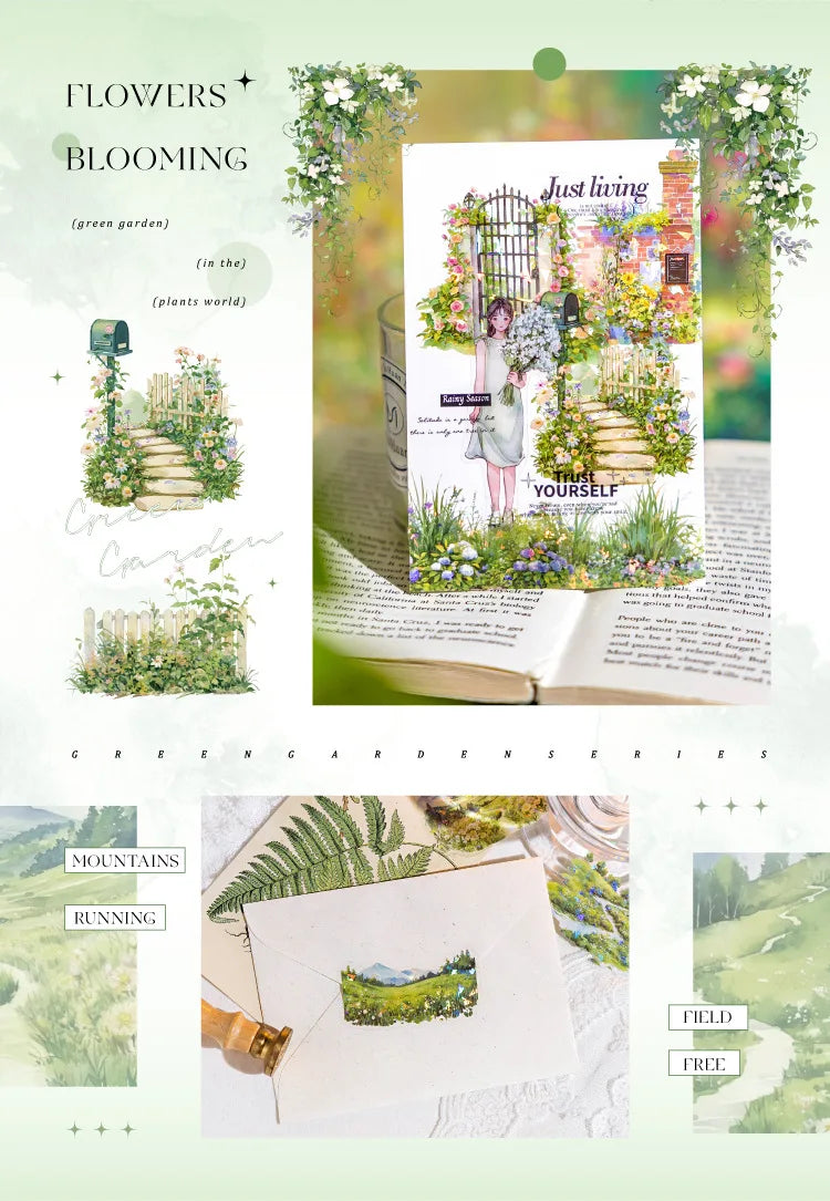 20pcs/1lot Kawaii Scrapbook Stickers  the garden is full of greenery Junk Journal  Planner Stationery Sticker Planner Decorative
