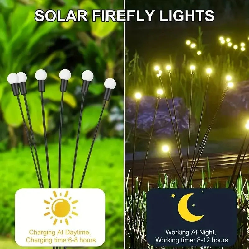 10 Lights Solar Lawn Lamp Garden Lamp, LED Wind-driven FireflyGround Plug Lamp, Garden Ramadan Decoration Festival Lamp