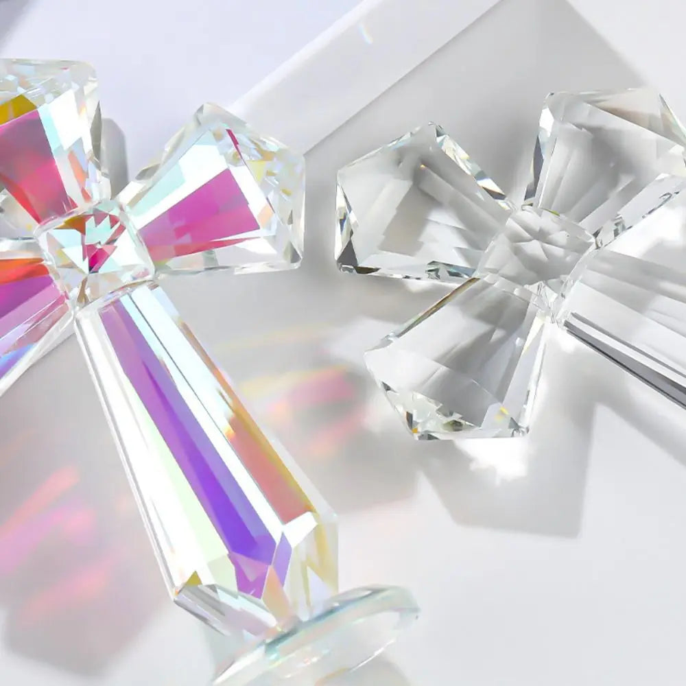 Hand-carved AB Color Crystal Cross Ornament Standing Exquisite Christian Cross Crafts Handmade Crosses Figurine Religious Gift