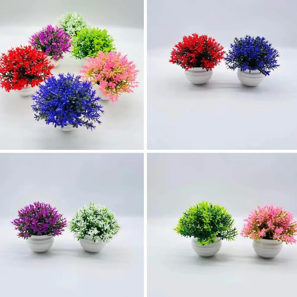 Artificial Pot Flowers 2025 Small Fake Plants with Pot Mini Potted Plants for Kitchen Garden House Office Tabletop Decoration