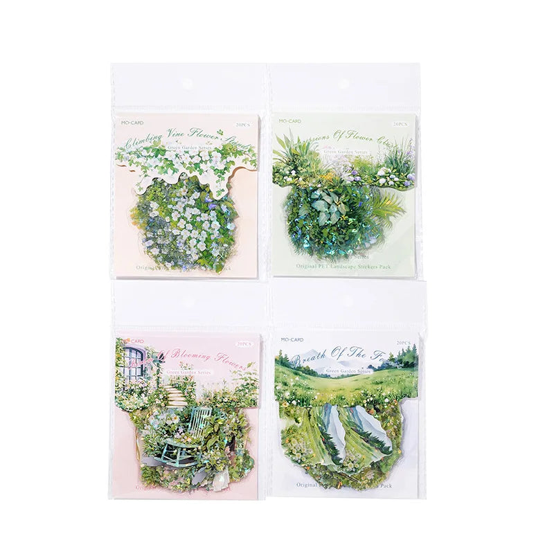 20pcs/1lot Kawaii Scrapbook Stickers  the garden is full of greenery Junk Journal  Planner Stationery Sticker Planner Decorative
