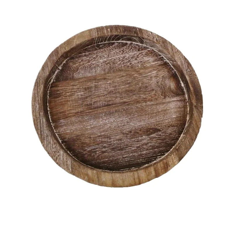 1PC Wood Trays Round Wooden Candle Holder Tray Plate Snack Dessert Kitchen Table Centerpiece Decoration Home Decor