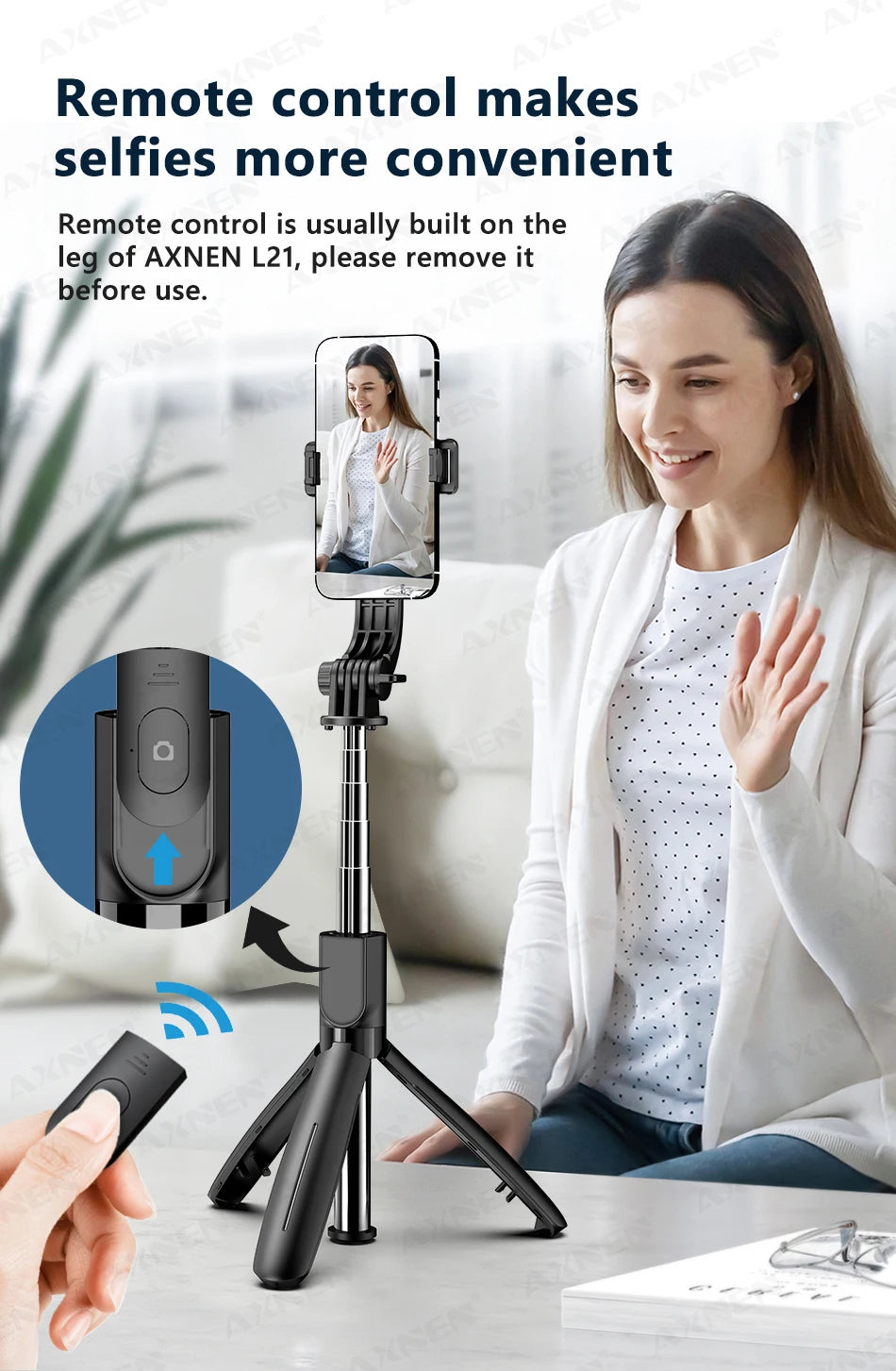 Selfie Stick Tripod for Cell Phone, Mobile Stand Monopod with Wireless Remote for iPhone Samsung Huawei Xiaomi Smartphone