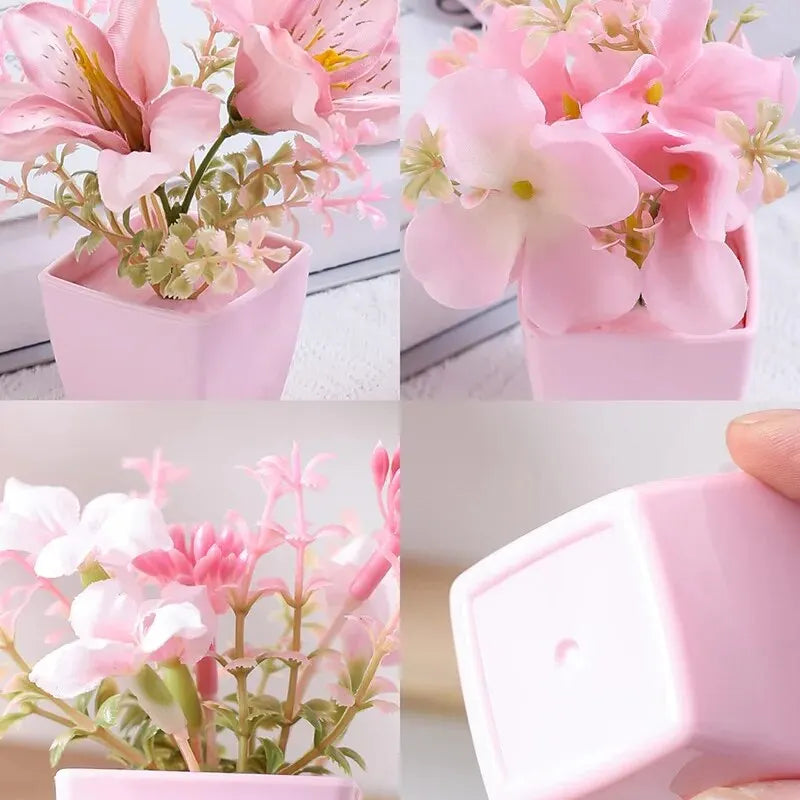2024 Artificial Flower Potted Plant, Used Year-Round For Home, Bedroom, Study, Office Desktop Shelf Decoration