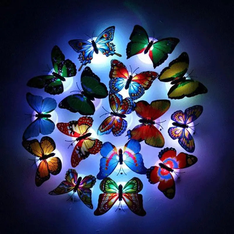 Ranpo Hot Butterfly Night Light Creative Funny Colorful Glowing Butterfly Light Stickable Diy LED House Decorative Wall Lights