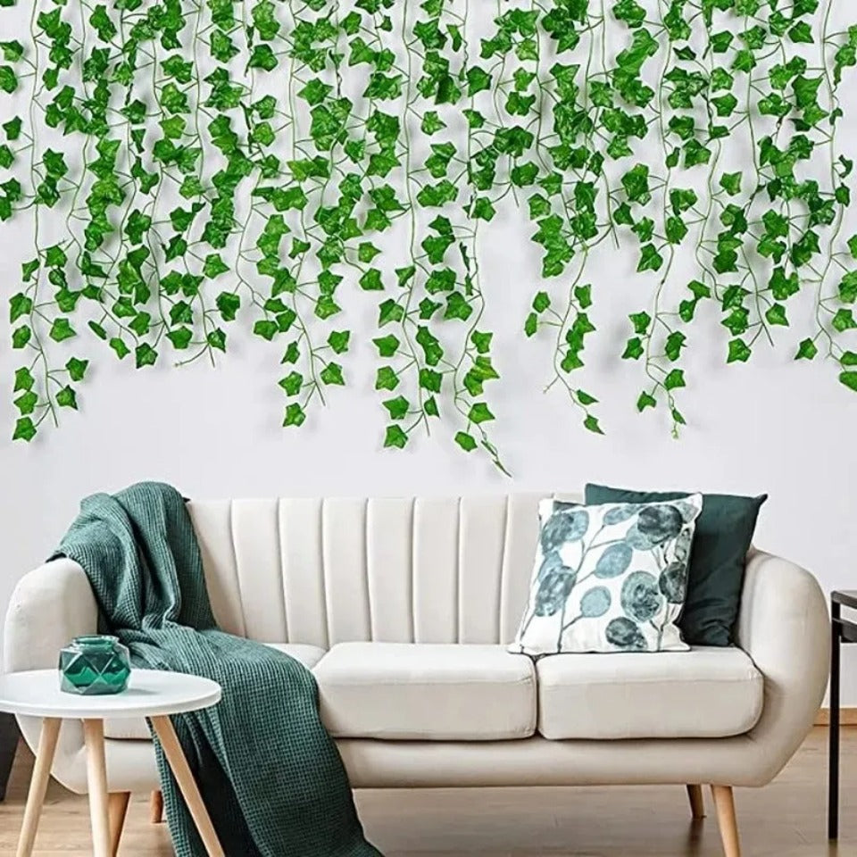 4.4/11M Artificial Plant Green Ivy Leaf Garland Fake Plant Creeper Hanging Vine Outdoor DIY Garden Wall Wedding Party Home Decor