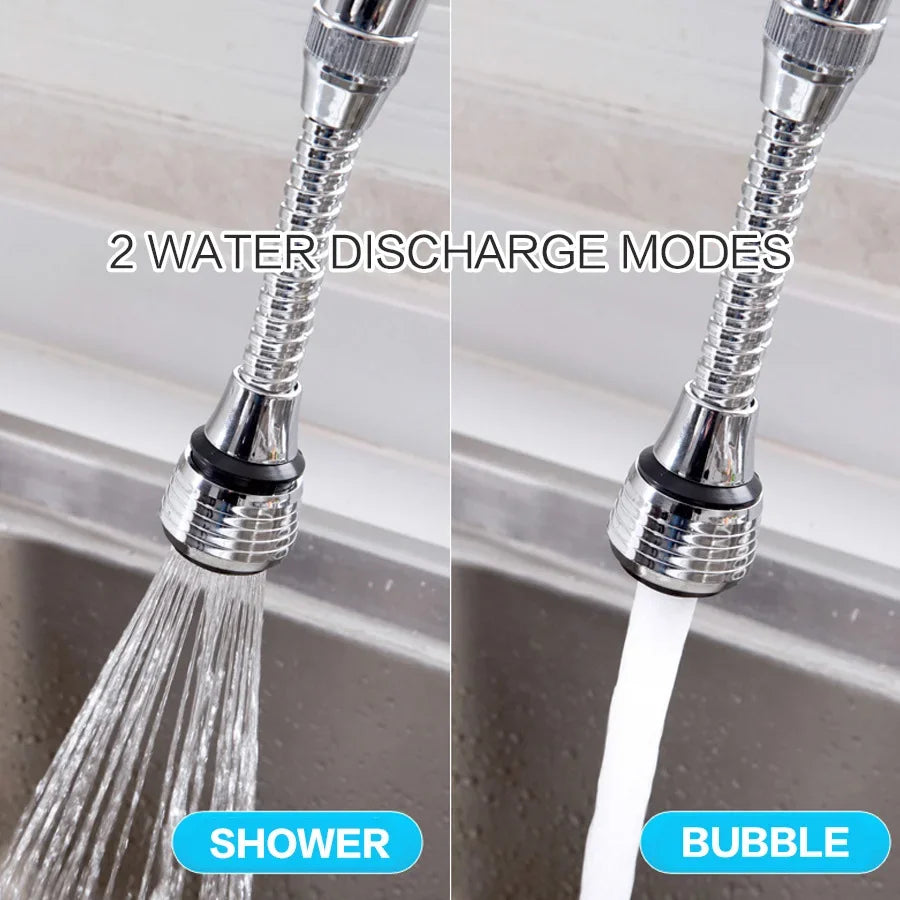 Kitchen Stainless Steel Faucet Sprinkler Water-saving Device Lengthening Rotating Splash Proof Sprinkler Spray Extender Bubbler