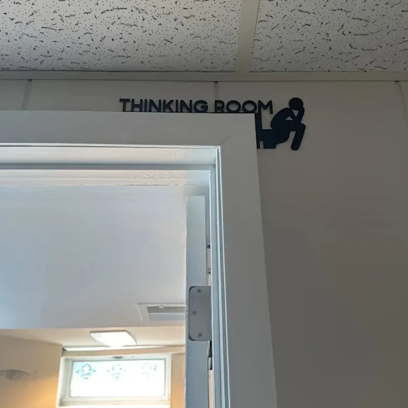 1pc Modern Metal Toilet Door Sign - Stylish Thinking Room Wall Sculpture - Home Decor Artwork - Decorative Door Frame Pendant