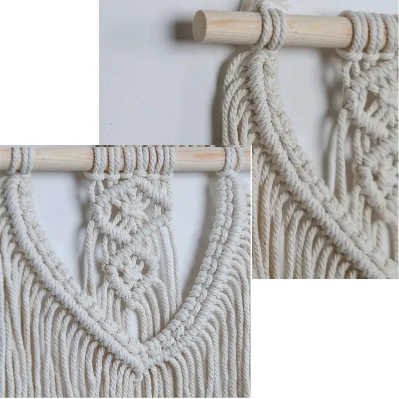 Hand-woven Boho Wall Decor Wall Hanging Tapestry with Woven Pocket Living Room Bedroom Bohemian Craft Decoration Handmade Gifts