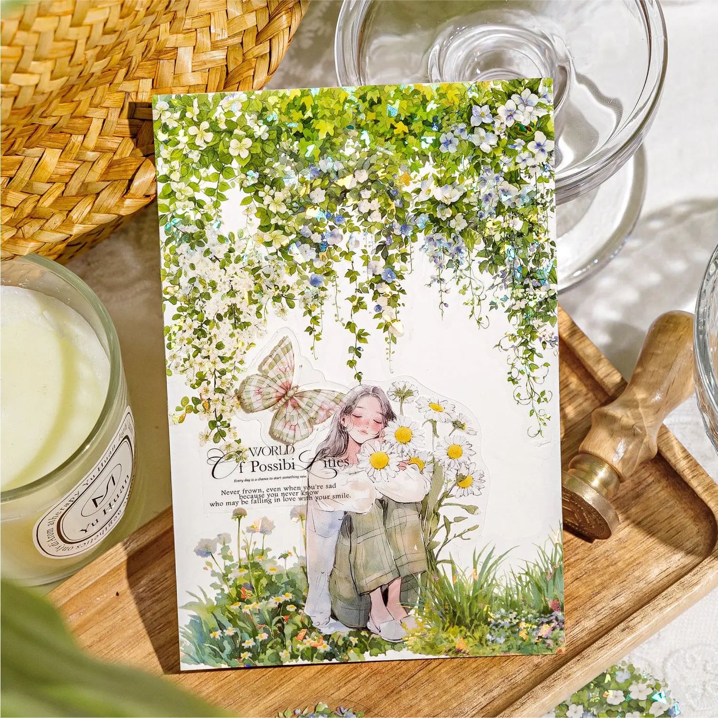 20pcs/1lot Kawaii Scrapbook Stickers  the garden is full of greenery Junk Journal  Planner Stationery Sticker Planner Decorative