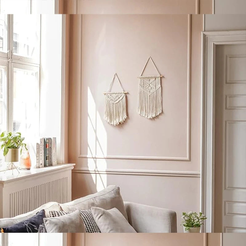 Hand-woven Boho Wall Decor Wall Hanging Tapestry with Woven Pocket Living Room Bedroom Bohemian Craft Decoration Handmade Gifts