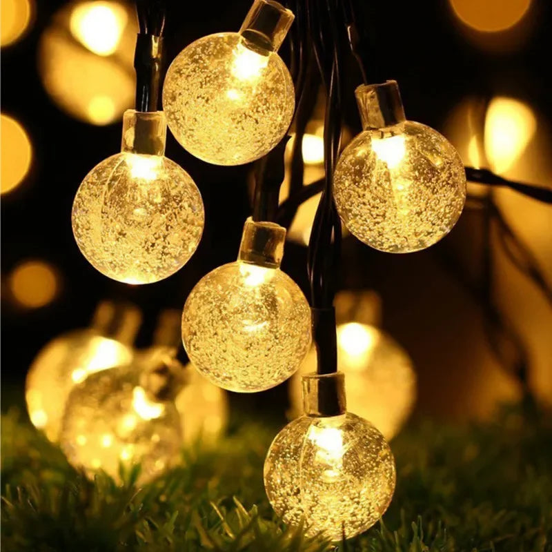 2024 New Solar Crystal Globe LED String Lights LED Solar Outdoor Light IP65 Fairy Light Christmas Garland for Garden Party Decor