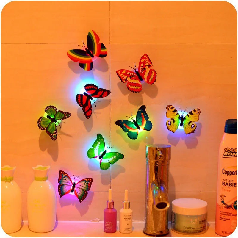 Ranpo Hot Butterfly Night Light Creative Funny Colorful Glowing Butterfly Light Stickable Diy LED House Decorative Wall Lights