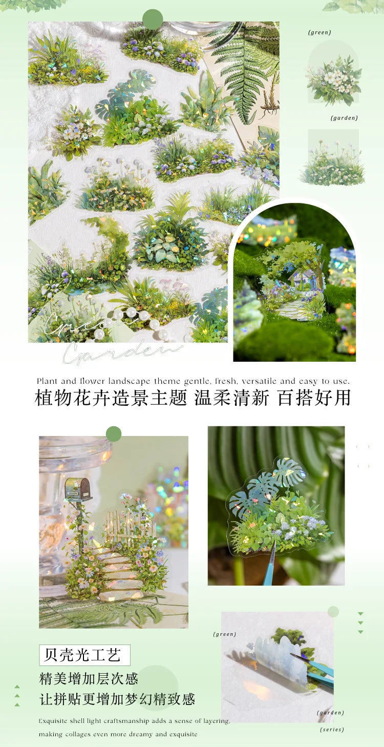 20pcs/1lot Kawaii Scrapbook Stickers  the garden is full of greenery Junk Journal  Planner Stationery Sticker Planner Decorative