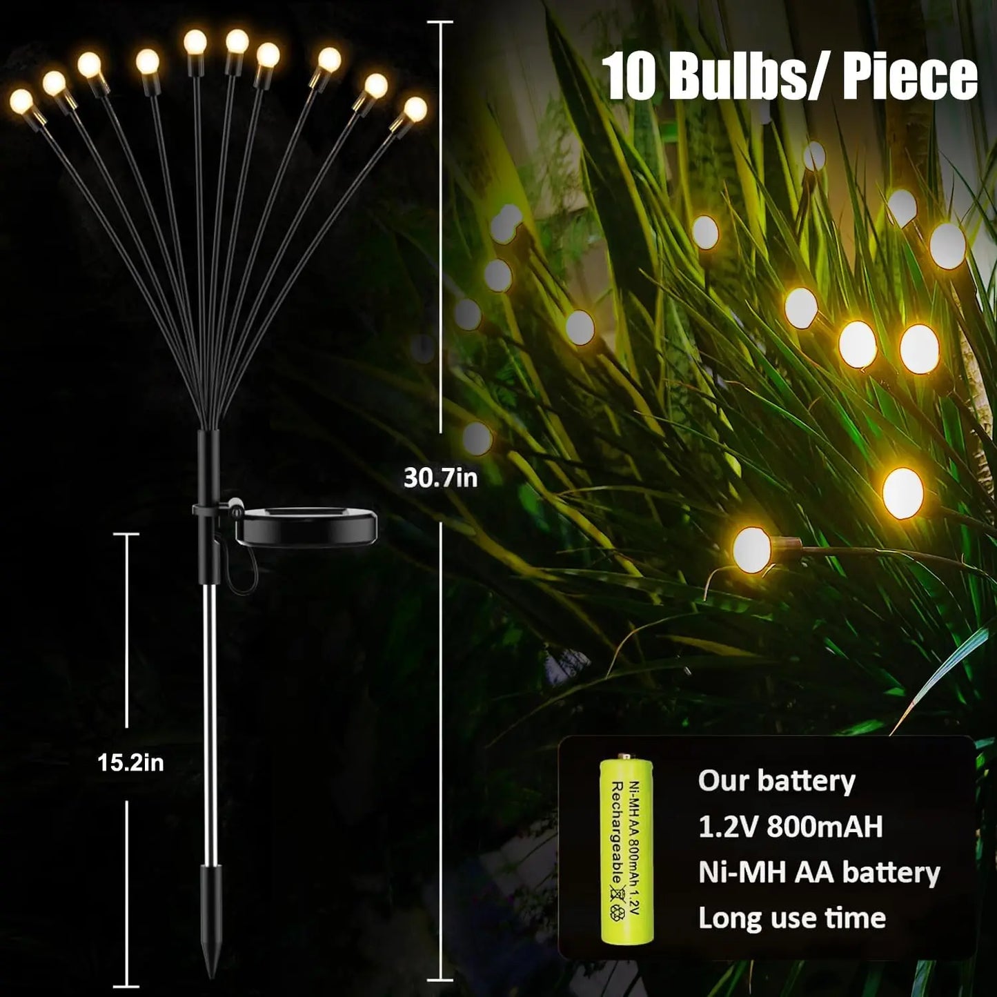 Garden Lights-New Upgraded Solar Powered Firefly Lights Outdoor Waterproof Vibran Garden Lights for Decorationi