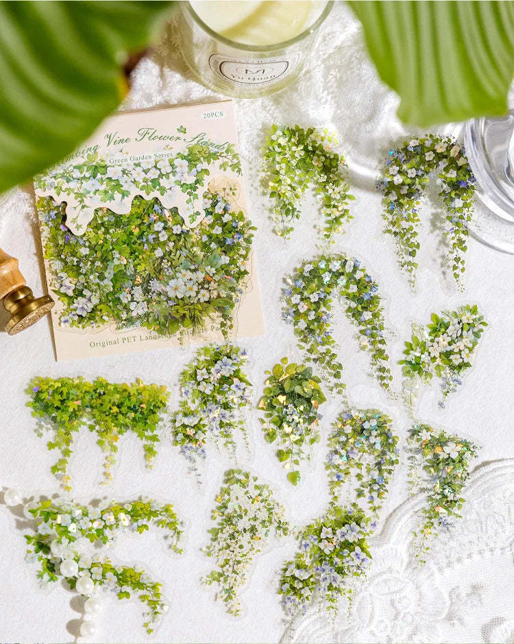 20pcs/1lot Kawaii Scrapbook Stickers  the garden is full of greenery Junk Journal  Planner Stationery Sticker Planner Decorative