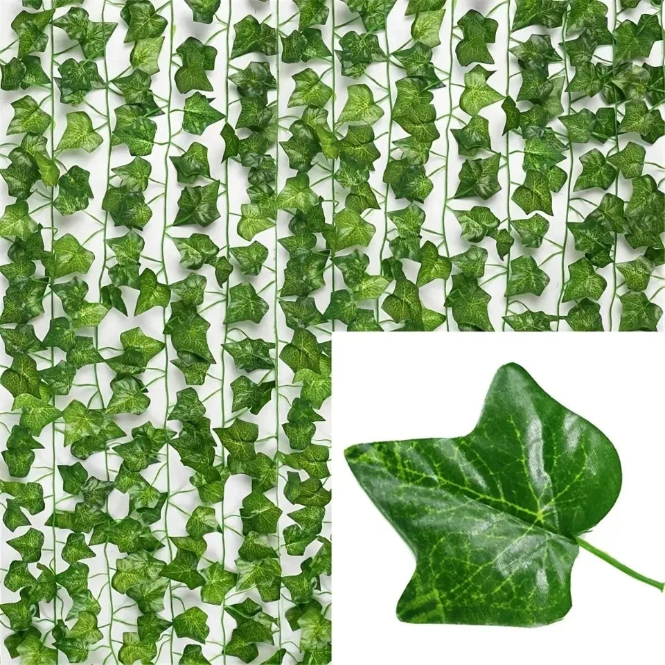 4.4/11M Artificial Plant Green Ivy Leaf Garland Fake Plant Creeper Hanging Vine Outdoor DIY Garden Wall Wedding Party Home Decor