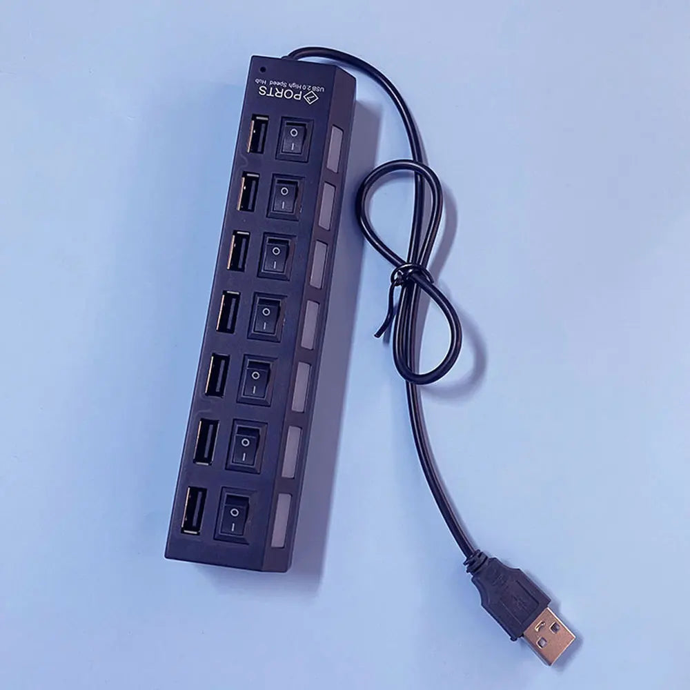 USB Hub Splitter With Individual Switch USB 4/7 Port Splitter Individual Switch USB Adapter Hub Multi-Port Socket Powered ON/OFF