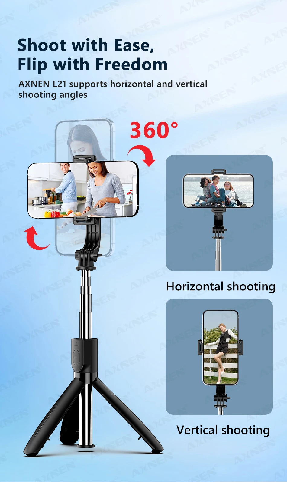 Selfie Stick Tripod for Cell Phone, Mobile Stand Monopod with Wireless Remote for iPhone Samsung Huawei Xiaomi Smartphone