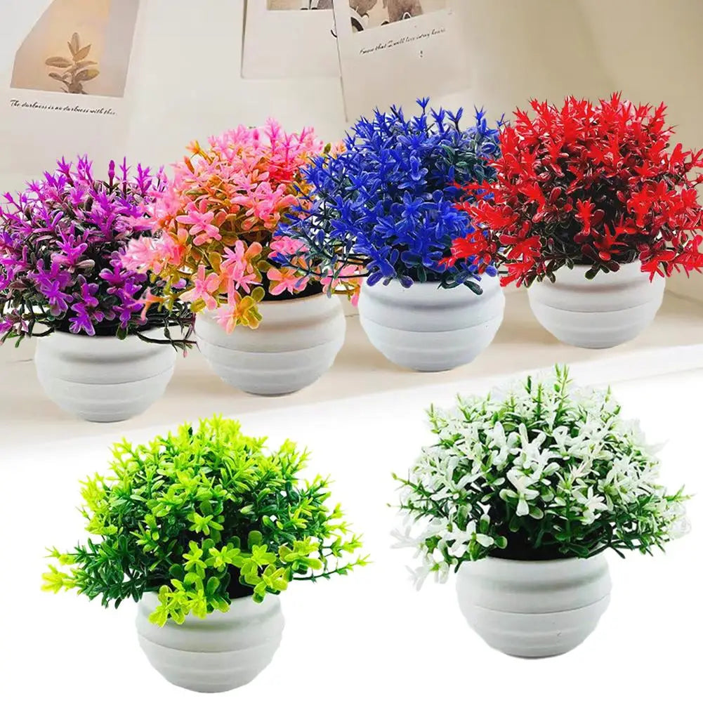 Artificial Pot Flowers 2025 Small Fake Plants with Pot Mini Potted Plants for Kitchen Garden House Office Tabletop Decoration