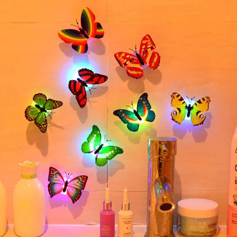 Ranpo Hot Butterfly Night Light Creative Funny Colorful Glowing Butterfly Light Stickable Diy LED House Decorative Wall Lights