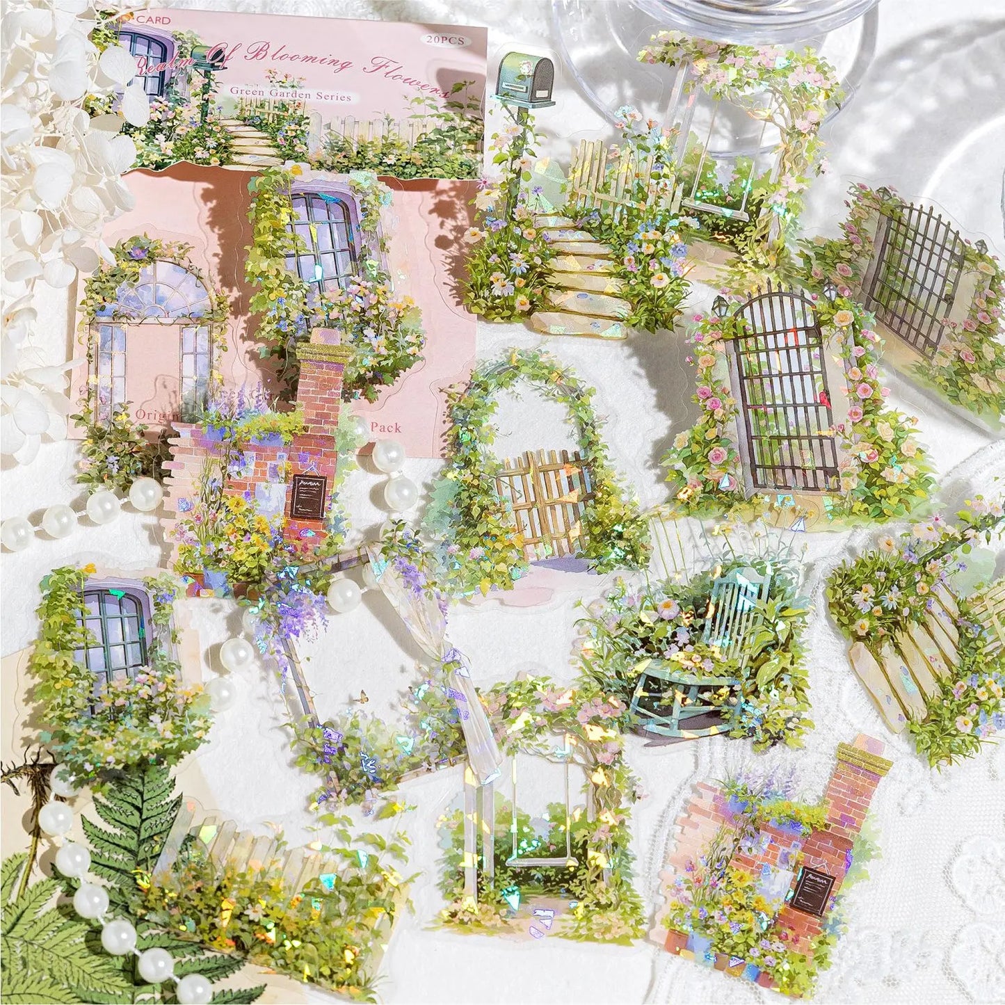 20pcs/1lot Kawaii Scrapbook Stickers  the garden is full of greenery Junk Journal  Planner Stationery Sticker Planner Decorative