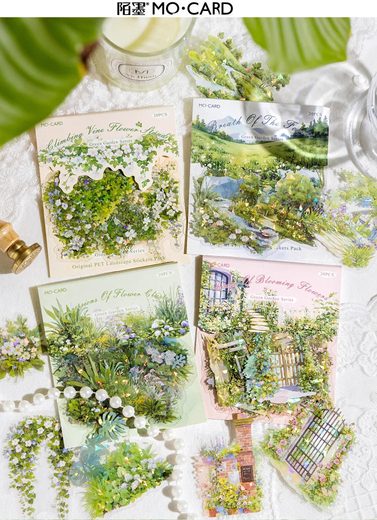 20pcs/1lot Kawaii Scrapbook Stickers  the garden is full of greenery Junk Journal  Planner Stationery Sticker Planner Decorative