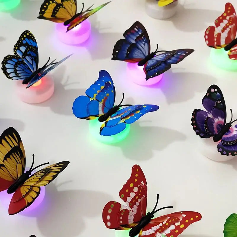 Ranpo Hot Butterfly Night Light Creative Funny Colorful Glowing Butterfly Light Stickable Diy LED House Decorative Wall Lights
