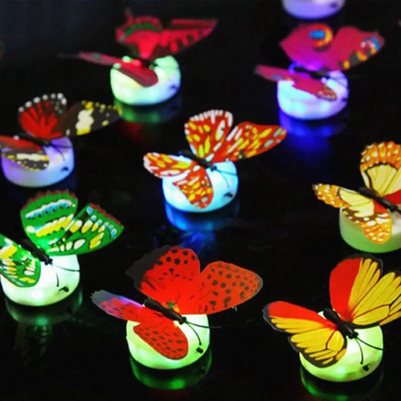 Ranpo Hot Butterfly Night Light Creative Funny Colorful Glowing Butterfly Light Stickable Diy LED House Decorative Wall Lights