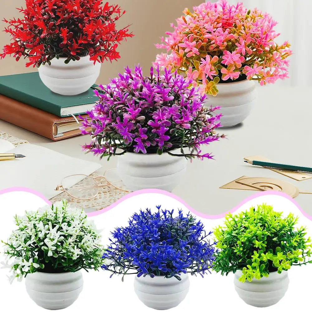 Artificial Pot Flowers 2025 Small Fake Plants with Pot Mini Potted Plants for Kitchen Garden House Office Tabletop Decoration
