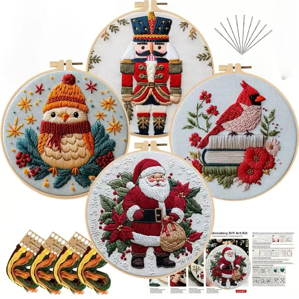 1 Christmas hand-embroidered material kit is a diy material kit suitable for beginners. It features a series of material kits fo