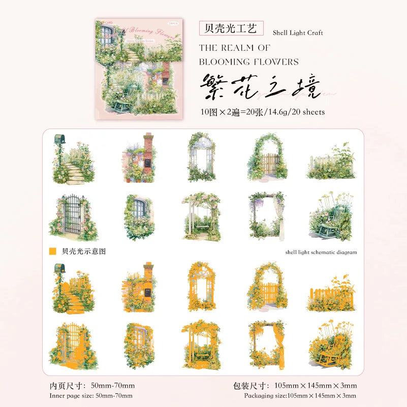 20pcs/1lot Kawaii Scrapbook Stickers  the garden is full of greenery Junk Journal  Planner Stationery Sticker Planner Decorative