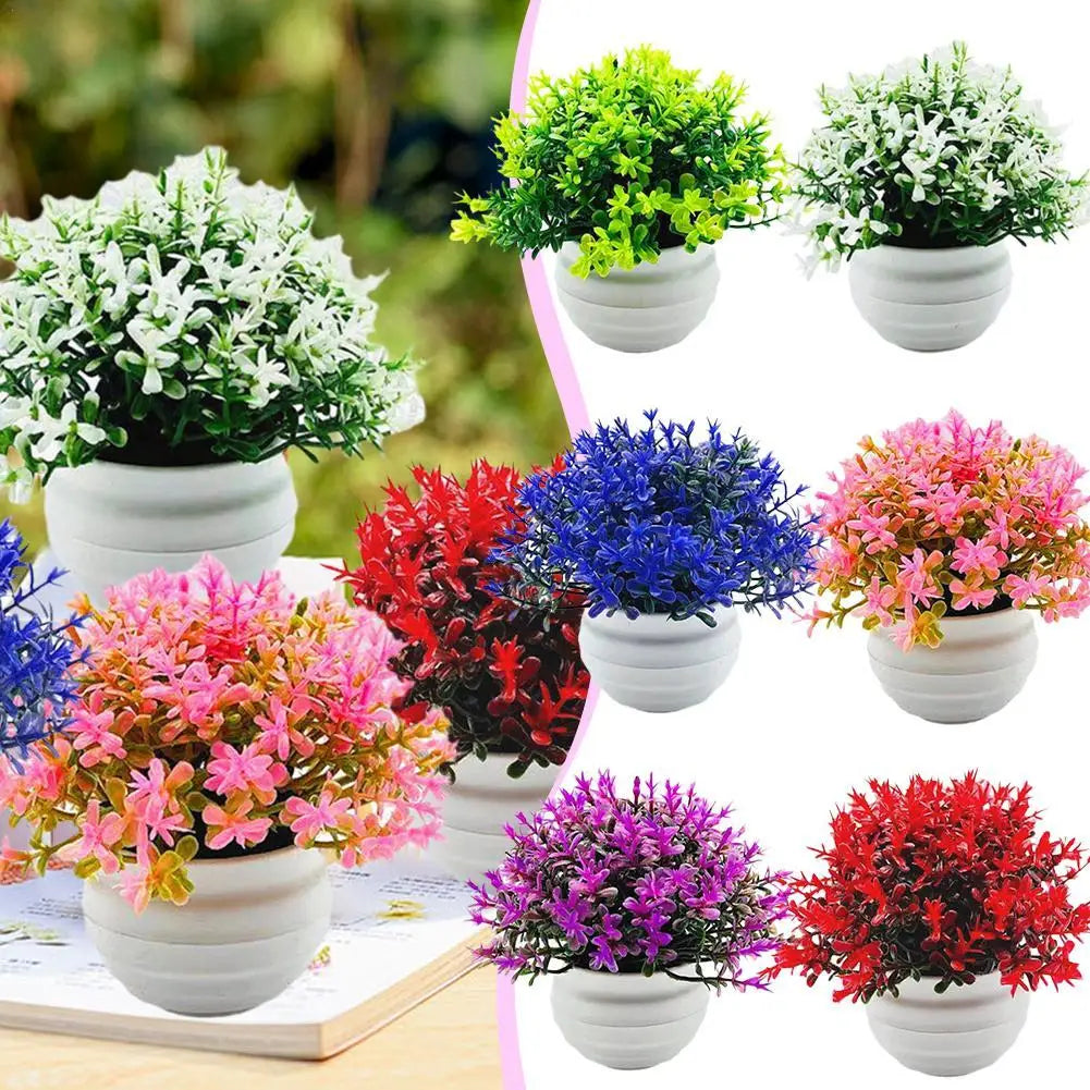 Artificial Pot Flowers 2025 Small Fake Plants with Pot Mini Potted Plants for Kitchen Garden House Office Tabletop Decoration