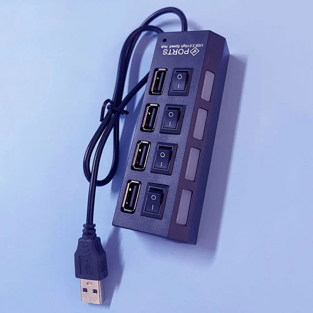 USB Hub Splitter With Individual Switch USB 4/7 Port Splitter Individual Switch USB Adapter Hub Multi-Port Socket Powered ON/OFF