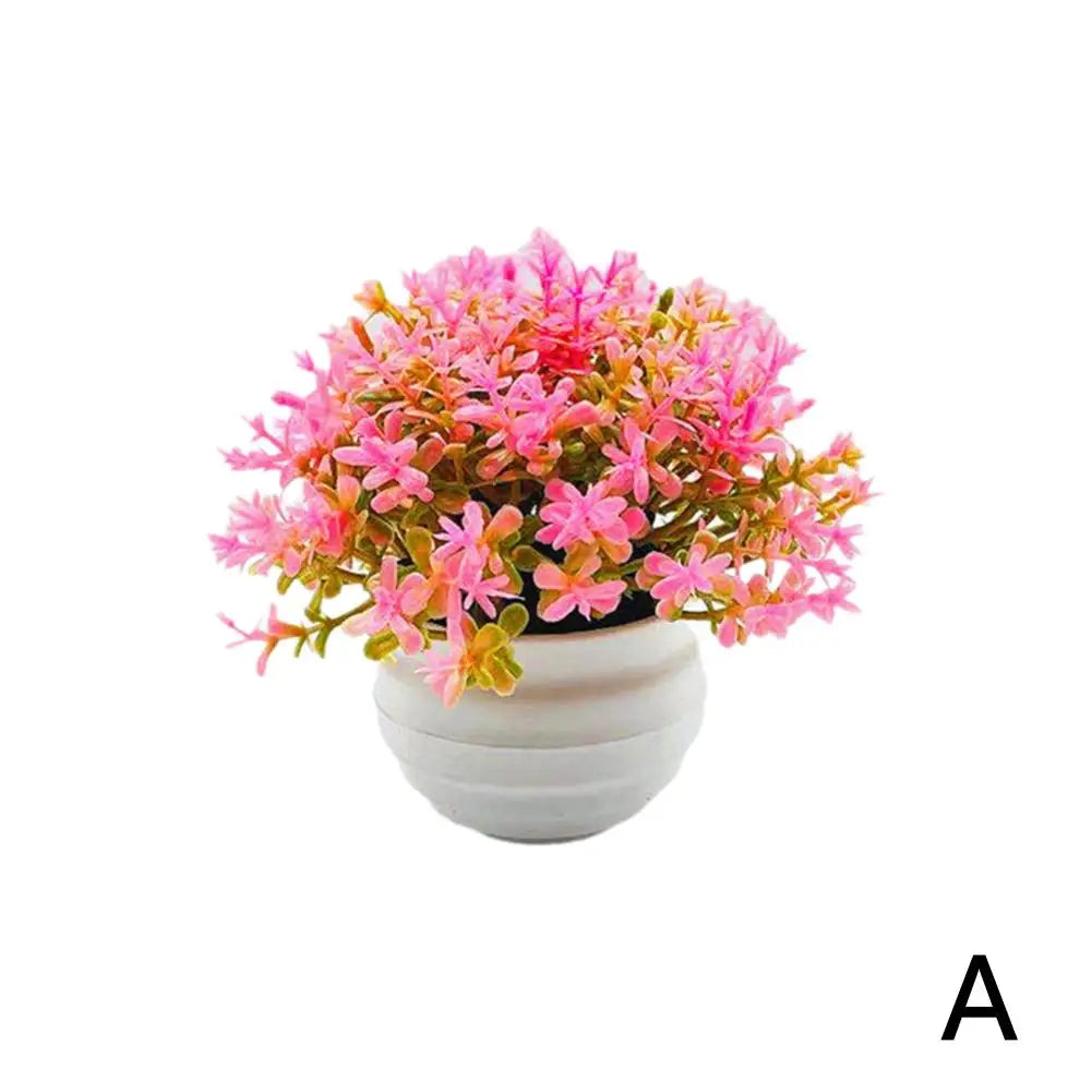 Artificial Pot Flowers 2025 Small Fake Plants with Pot Mini Potted Plants for Kitchen Garden House Office Tabletop Decoration