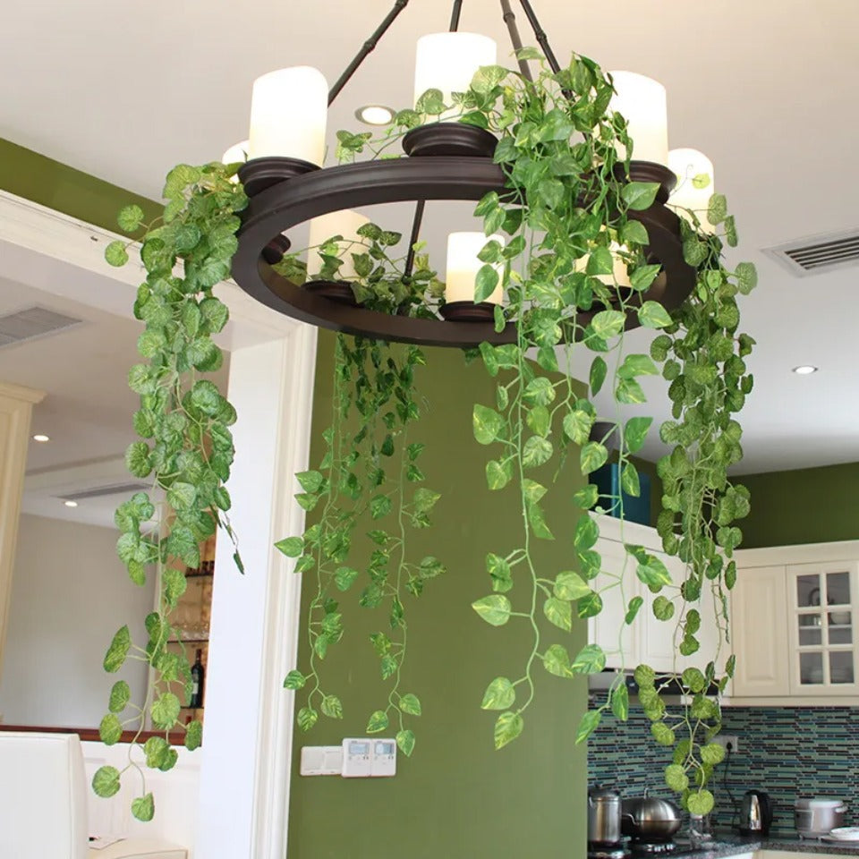 4.4/11M Artificial Plant Green Ivy Leaf Garland Fake Plant Creeper Hanging Vine Outdoor DIY Garden Wall Wedding Party Home Decor